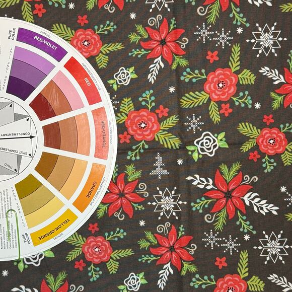 Winter Wonder Charcoal - Riley Blake Designs - Christmas Flower Berries - 1 Yard - Picture 5 of 8